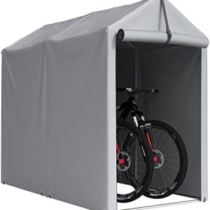 Greesum Heavy Duty Outdoor Storage Shed - 6x3x5 ft Portable Canopy Carport with Roll-up Zipper Door for Bike and Motorcy