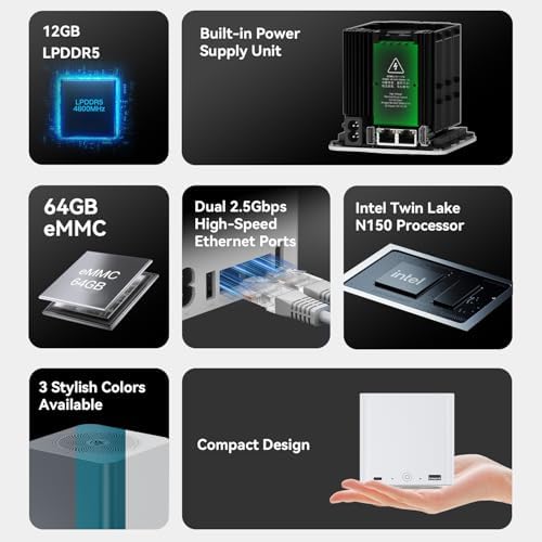 Beelink ME Mini PC, Intel N150 Processor, 12GB LPDDR5, Dual |5G LAN, 64GB eMMC + 2TB SSD, Ideal for Cloud Computing and